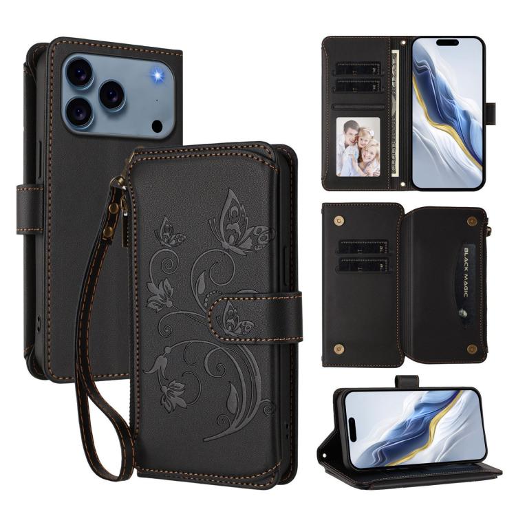 For iPhone 17 Pro Butterfly Love Flower Multi-card Zipper Wallet Leather Phone Case(Black)
For iPhone 17 Pro Butterfly Love Flower Multi-card Zipper Wallet Leather Phone Case(Black)
