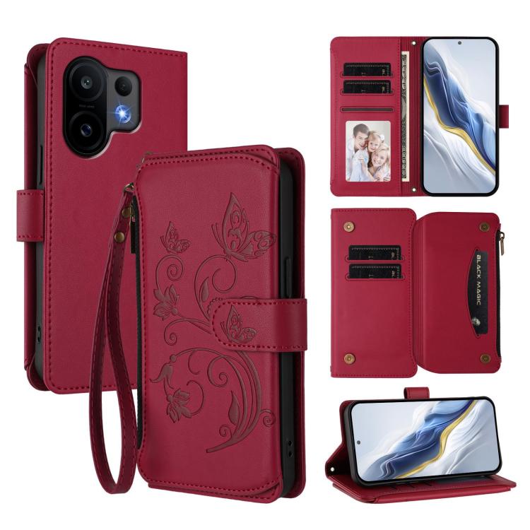 For vivo S30 Butterfly Love Flower Multi-card Zipper Wallet Leather Phone Case(Wine Red)
For vivo S30 Butterfly Love Flower Multi-card Zipper Wallet Leather Phone Case(Wine Red)