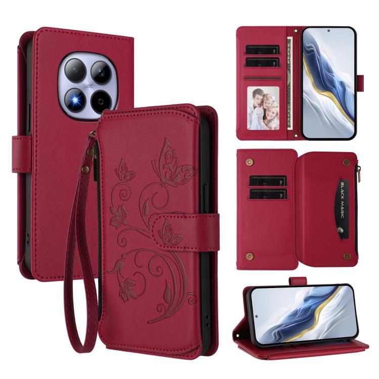 For Redmi Note 15 Pro 5G Global 163.6mm Butterfly Love Flower Multi-card Zipper Wallet Leather Phone Case(Wine Red)
For Redmi Note 15 Pro 5G Global 163.6mm Butterfly Love Flower Multi-card Zipper Wallet Leather Phone Case(Wine Red)