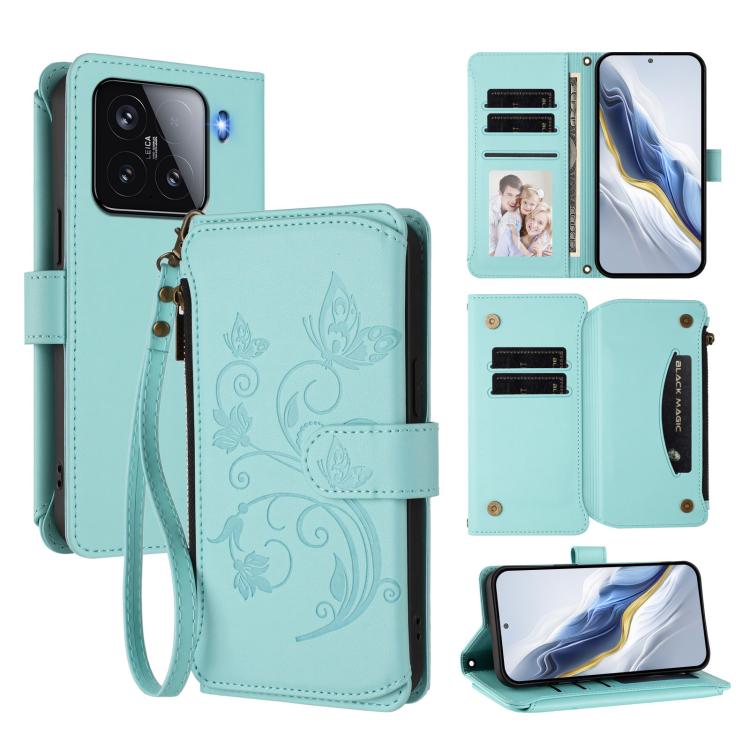 For Xiaomi 15 Butterfly Love Flower Multi-card Zipper Wallet Leather Phone Case(Mint Green)
For Xiaomi 15 Butterfly Love Flower Multi-card Zipper Wallet Leather Phone Case(Mint Green)