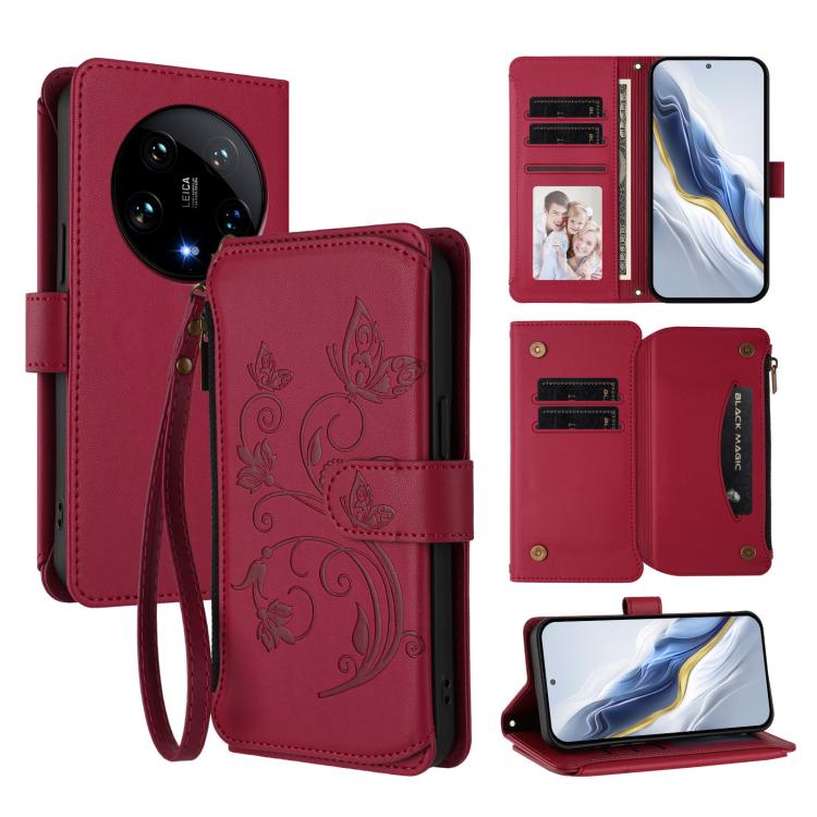 For Xiaomi 14 Ultra Butterfly Love Flower Multi-card Zipper Wallet Leather Phone Case(Wine Red)
For Xiaomi 14 Ultra Butterfly Love Flower Multi-card Zipper Wallet Leather Phone Case(Wine Red)