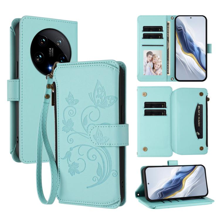For Xiaomi 14 Ultra Butterfly Love Flower Multi-card Zipper Wallet Leather Phone Case(Mint Green)
For Xiaomi 14 Ultra Butterfly Love Flower Multi-card Zipper Wallet Leather Phone Case(Mint Green)