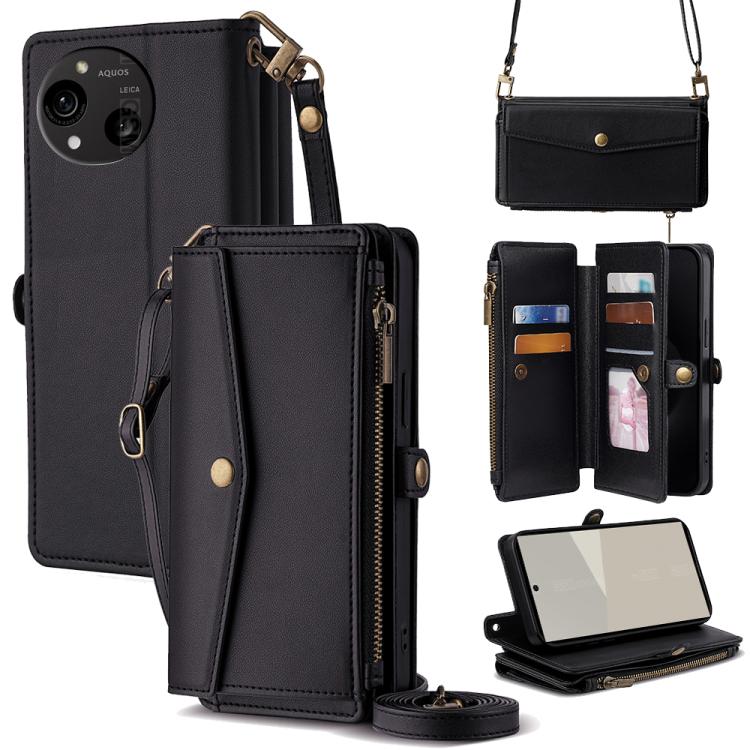 For Sharp Aquos R10 Zipper Wallet Side Buckle Crossbody Lanyard Leather Phone Case(Black)
For Sharp Aquos R10 Zipper Wallet Side Buckle Crossbody Lanyard Leather Phone Case(Black)