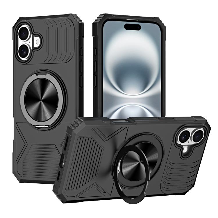 For iPhone 16 Alloy Rotating Holder MagSafe Shockproof Phone Case(Black)
For iPhone 16 Alloy Rotating Holder MagSafe Shockproof Phone Case(Black)