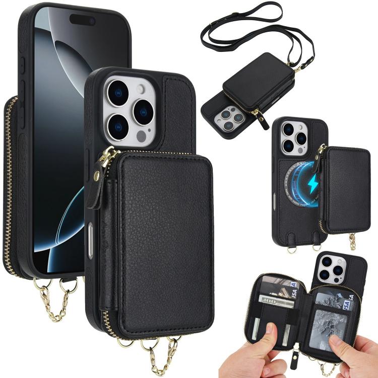 For iPhone 16 Pro Max AwQuer 2 in 1 Crossbody Zipper Wallet Leather Back Phone Case(Black)
For iPhone 16 Pro Max AwQuer 2 in 1 Crossbody Zipper Wallet Leather Back Phone Case(Black)