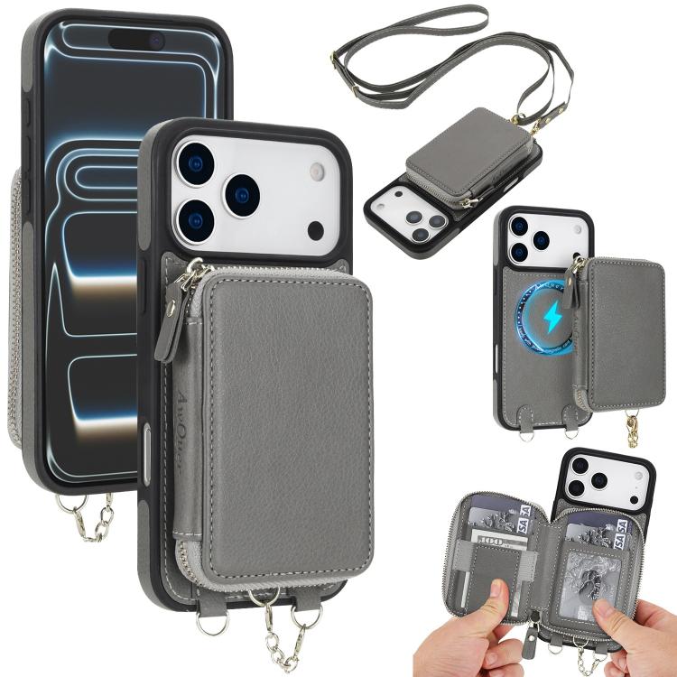 For iPhone 17 Pro AwQuer 2 in 1 Crossbody Zipper Wallet Leather Back Phone Case(Grey)
For iPhone 17 Pro AwQuer 2 in 1 Crossbody Zipper Wallet Leather Back Phone Case(Grey)