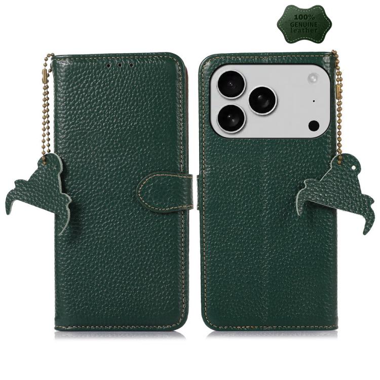 For iPhone 17 Pro Max Genuine Leather Litchi Texture RFID Leather Phone Case(Green)
For iPhone 17 Pro Max Genuine Leather Litchi Texture RFID Leather Phone Case(Green)
