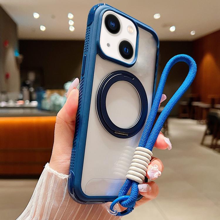 For iPhone 14 Plus / 15 Plus Solid Color Edge Transparency Rotation Holder MagSafe Phone Case with Wrist Strap(Royal Blue)
For iPhone 14 Plus / 15 Plus Solid Color Edge Transparency Rotation Holder MagSafe Phone Case with Wrist Strap(Royal Blue)