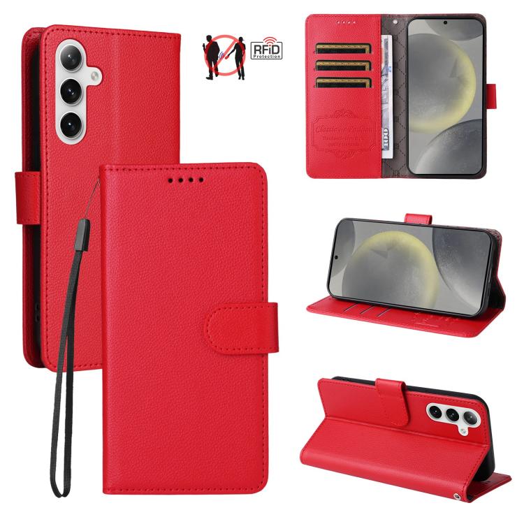 For Galaxy S25 / S24 5G Litchi Texture RFID Blocking 3-Card Wallet Leather Phone Case(Red)
For Galaxy S25 / S24 5G Litchi Texture RFID Blocking 3-Card Wallet Leather Phone Case(Red)