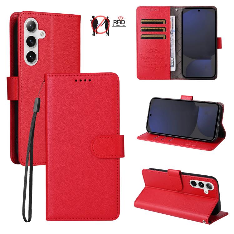 For Samsung Galaxy S24 FE 5G Litchi Texture RFID Blocking 3-Card Wallet Leather Phone Case(Red)
For Samsung Galaxy S24 FE 5G Litchi Texture RFID Blocking 3-Card Wallet Leather Phone Case(Red)