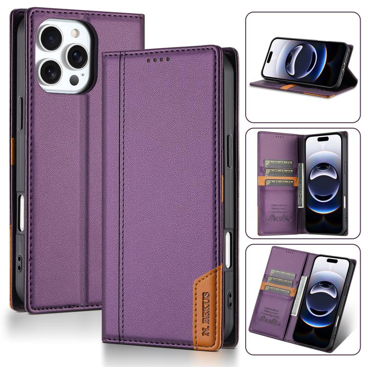 For iPhone 16 Pro N.BEKUS P3 RFID Stitching Magnetic Flip Leather Phone Case(Purple)
For iPhone 16 Pro N.BEKUS P3 RFID Stitching Magnetic Flip Leather Phone Case(Purple)