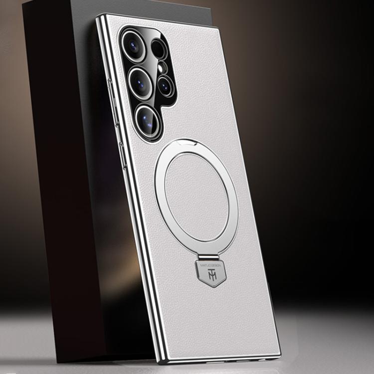 For Samsung Galaxy S23 Ultra 5G Plain Leather MagSafe Holder Phone Case(White)
For Samsung Galaxy S23 Ultra 5G Plain Leather MagSafe Holder Phone Case(White)