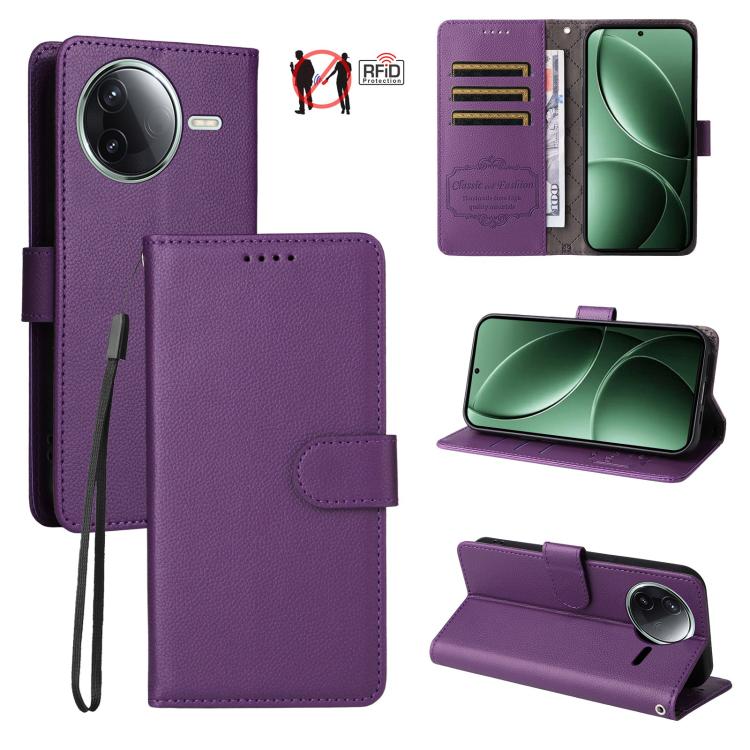 For Redmi K80 / Poco F7 Pro Litchi Texture RFID Blocking 3-Card Wallet Leather Phone Case(Purple)
For Redmi K80 / Poco F7 Pro Litchi Texture RFID Blocking 3-Card Wallet Leather Phone Case(Purple)