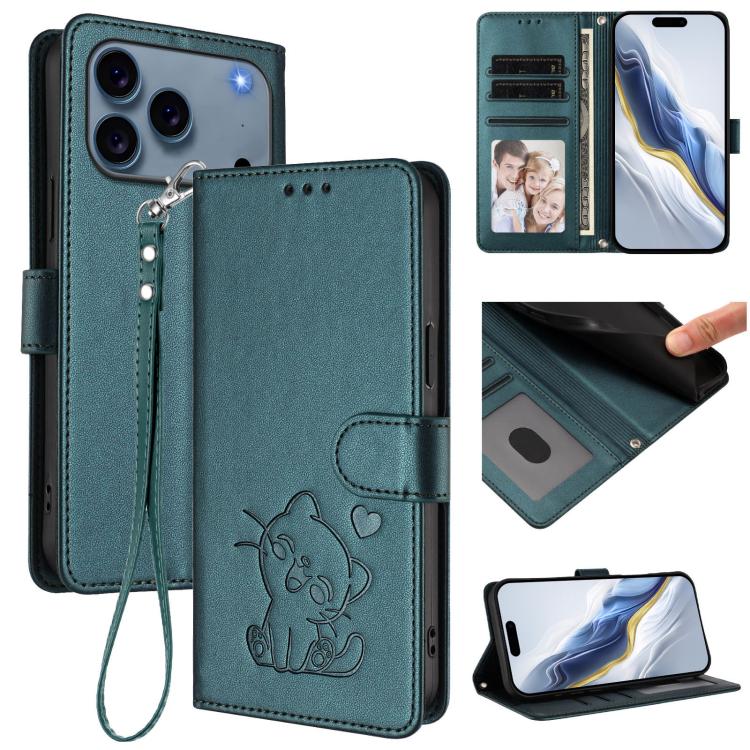 For iPhone 17 Pro Max Embossed Heart Cat Leather Phone Case with Hand Strap(Dark Green)
For iPhone 17 Pro Max Embossed Heart Cat Leather Phone Case with Hand Strap(Dark Green)