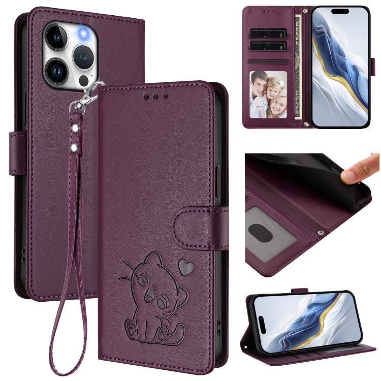 For iPhone 14 Pro Embossed Heart Cat Leather Phone Case with Hand Strap(Dark Purple)
For iPhone 14 Pro Embossed Heart Cat Leather Phone Case with Hand Strap(Dark Purple)