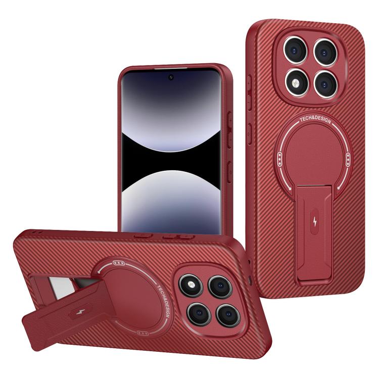 For Redmi Note 14 Pro 5G / 14 Pro+ Carbon Fiber Texture MagSafe Phone Case with Holder(Red) 
For Redmi Note 14 Pro 5G / 14 Pro+ Carbon Fiber Texture MagSafe Phone Case with Holder(Red)