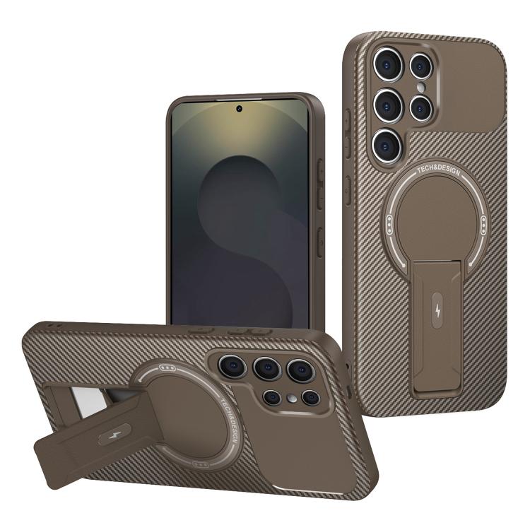For Samsung Galaxy S25 Ultra 5G Carbon Fiber Texture MagSafe Phone Case with Holder(Brown)
For Samsung Galaxy S25 Ultra 5G Carbon Fiber Texture MagSafe Phone Case with Holder(Brown)