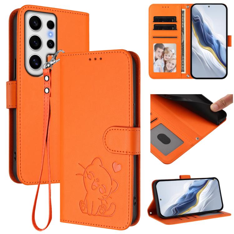 For Samsung Galaxy S24 Ultra 5G Embossed Heart Cat Leather Phone Case with Hand Strap(Orange)
For Samsung Galaxy S24 Ultra 5G Embossed Heart Cat Leather Phone Case with Hand Strap(Orange)