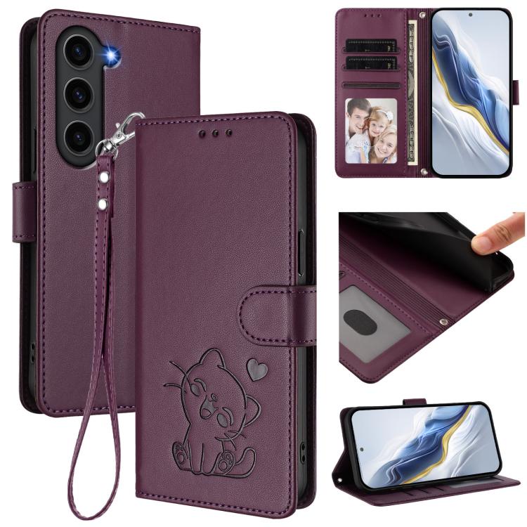 For Samsung Galaxy S23 5G Embossed Heart Cat Leather Phone Case with Hand Strap(Dark Purple)
For Samsung Galaxy S23 5G Embossed Heart Cat Leather Phone Case with Hand Strap(Dark Purple)