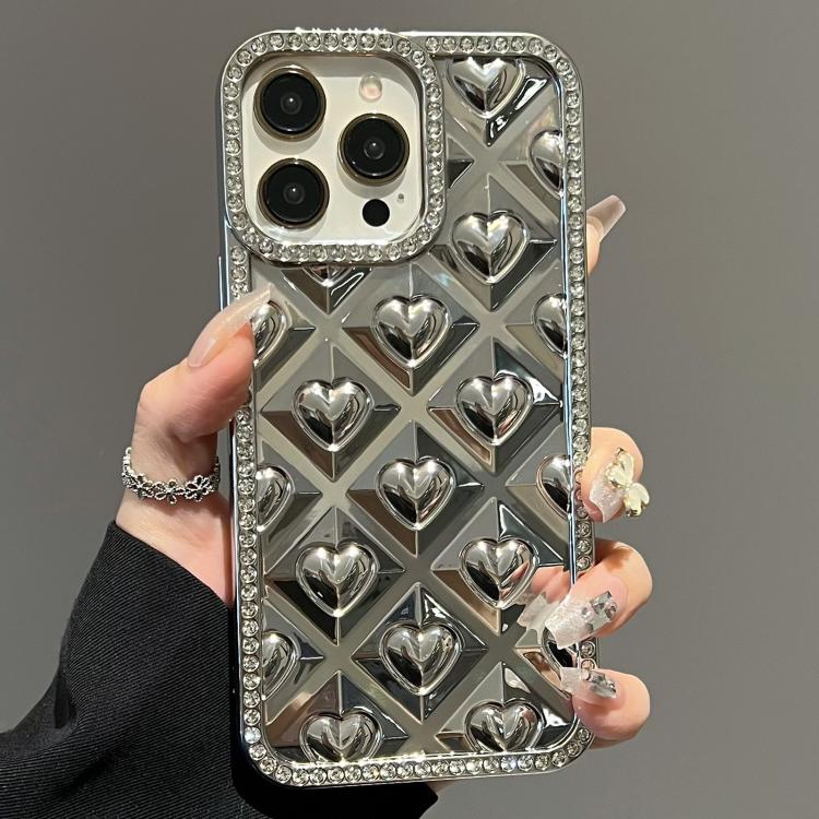 For iPhone 16 Pro Max Electroplated Heart 3D Embossed Diamond TPU Phone Case(Silver)
For iPhone 16 Pro Max Electroplated Heart 3D Embossed Diamond TPU Phone Case(Silver)