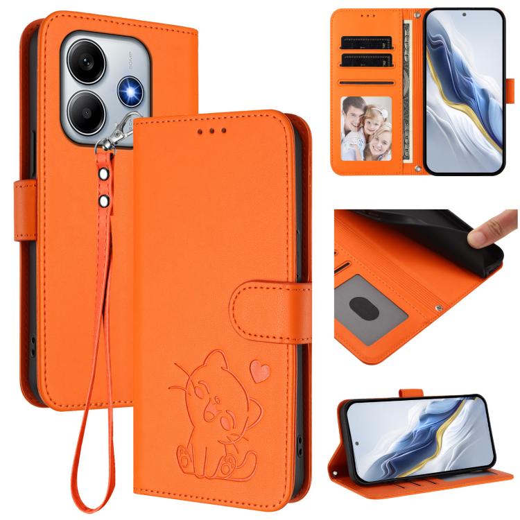 For Redmi Note 14 4G 163.25mm Embossed Heart Cat Leather Phone Case with Hand Strap(Orange)
For Redmi Note 14 4G 163.25mm Embossed Heart Cat Leather Phone Case with Hand Strap(Orange)