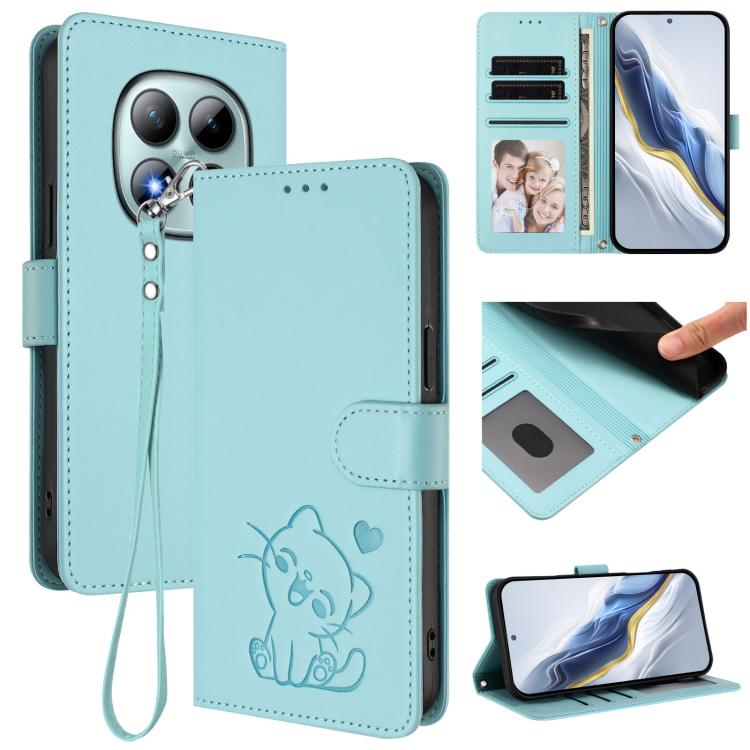 For Redmi Note 15 Pro+ 5G 163.3mm/Poco M8 Pro 5G Embossed Heart Cat Leather Phone Case with Hand Strap(Mint Green)
For Redmi Note 15 Pro+ 5G 163.3mm/Poco M8 Pro 5G Embossed Heart Cat Leather Phone Case with Hand Strap(Mint Green)