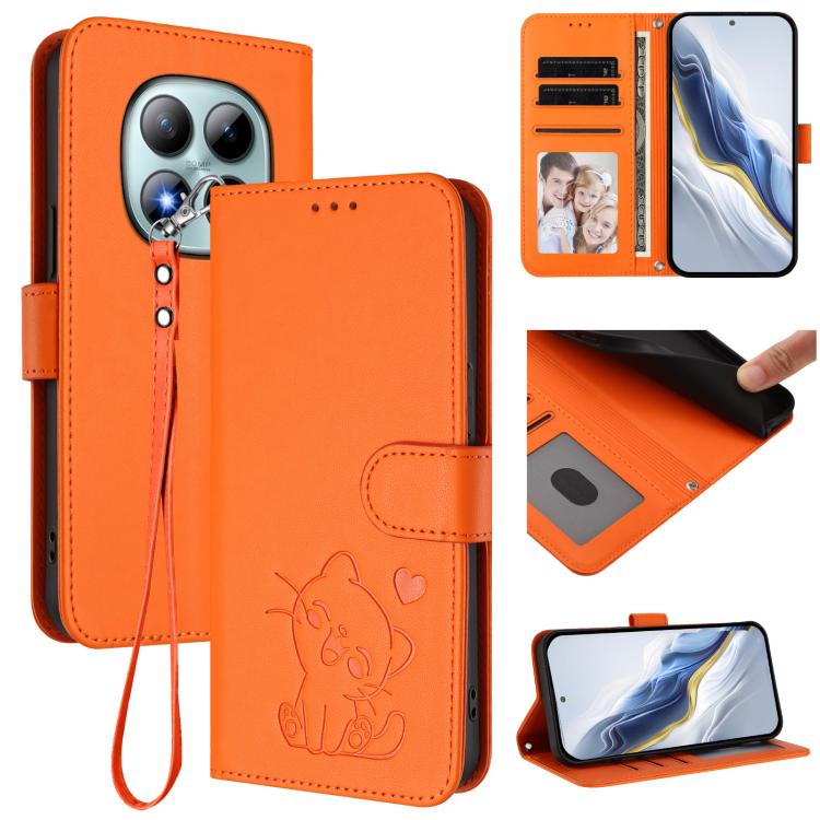 For Redmi Note 15 Pro+ 5G 163.3mm/Poco M8 Pro 5G Embossed Heart Cat Leather Phone Case with Hand Strap(Orange)
For Redmi Note 15 Pro+ 5G 163.3mm/Poco M8 Pro 5G Embossed Heart Cat Leather Phone Case with Hand Strap(Orange)