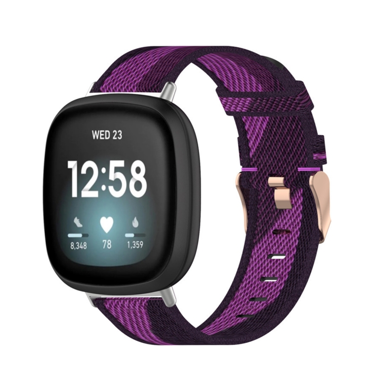 For Fitbit Versa 3 / Fitbit Sense Nylon Canvas Strip Texture Watch Band, Size: Free Size(Purple)
For Fitbit Versa 3 / Fitbit Sense Nylon Canvas Strip Texture Watch Band, Size: Free Size(Purple)