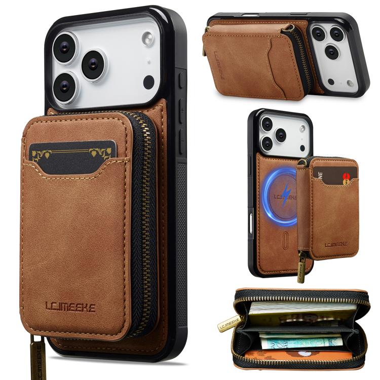 For iPhone 17 Pro LC.IMEEKE L6 Series Zipper Card Bag MagSafe Magnetic Phone Case(Brown) 
For iPhone 17 Pro LC.IMEEKE L6 Series Zipper Card Bag MagSafe Magnetic Phone Case(Brown)