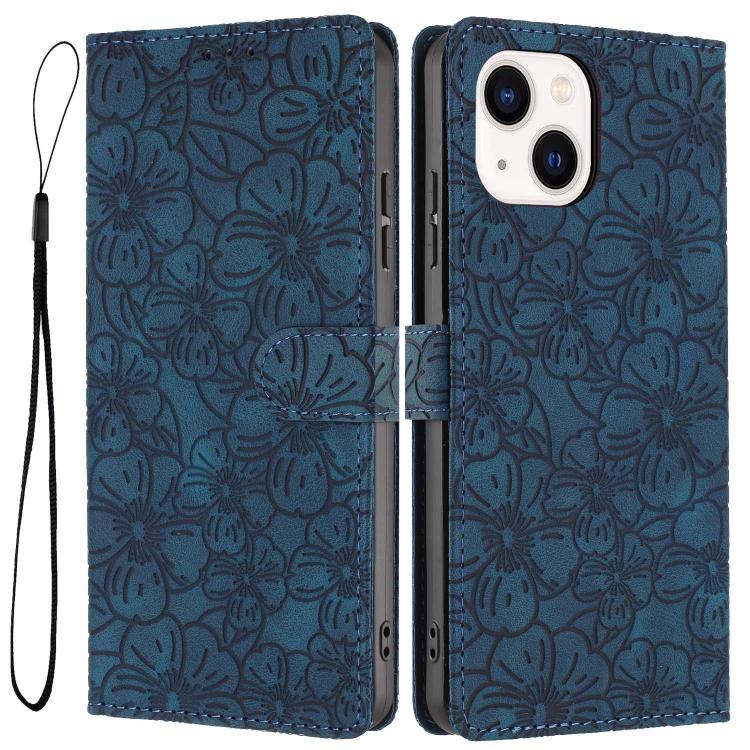 For iPhone 13 Cherry Blossoms Embossed Leather Phone Case(Dark Blue)
For iPhone 13 Cherry Blossoms Embossed Leather Phone Case(Dark Blue)