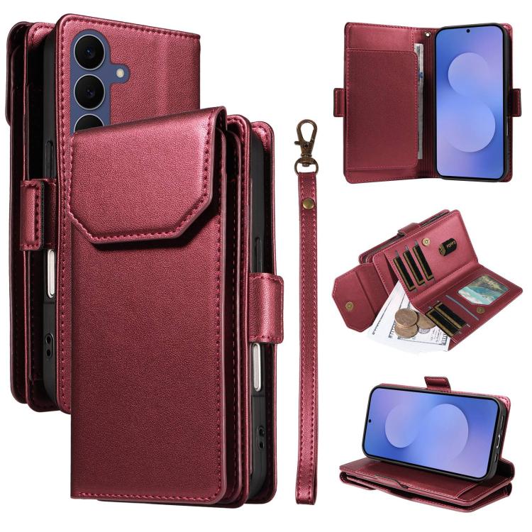 For Galaxy S26 FE 5G Multi Card Wallet Leather Phone Case with Strap(Red)
For Galaxy S26 FE 5G Multi Card Wallet Leather Phone Case with Strap(Red)