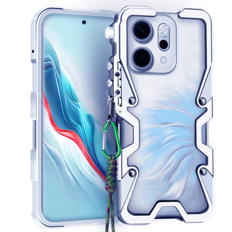 For OPPO Reno14 5G Global Trigger Design Hollow Metal Frame Phone Case with Lanyard(Silver)
For OPPO Reno14 5G Global Trigger Design Hollow Metal Frame Phone Case with Lanyard(Silver)