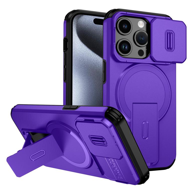 For iPhone 15 Pro Sliding Camshield MagSafe Holder Phone Case(Purple)
For iPhone 15 Pro Sliding Camshield MagSafe Holder Phone Case(Purple)