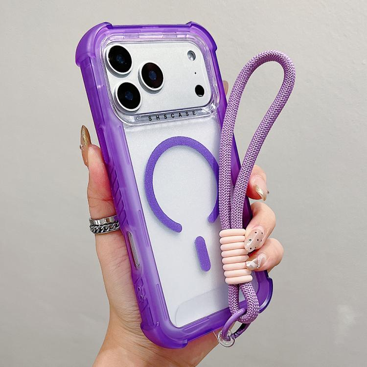 For iPhone 17 Pro Transparent Matte TPU Hybrid PC 3-in-1 MagSafe Phone Case with Wrist Strap(Purple)
For iPhone 17 Pro Transparent Matte TPU Hybrid PC 3-in-1 MagSafe Phone Case with Wrist Strap(Purple)