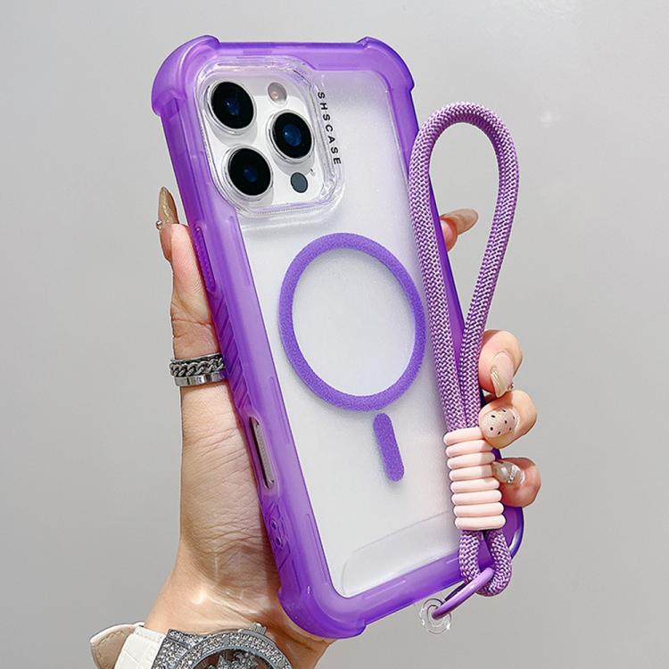 For iPhone 16 Pro Max Transparent Matte TPU Hybrid PC 3-in-1 MagSafe Phone Case with Wrist Strap(Purple)
For iPhone 16 Pro Max Transparent Matte TPU Hybrid PC 3-in-1 MagSafe Phone Case with Wrist Strap(Purple)