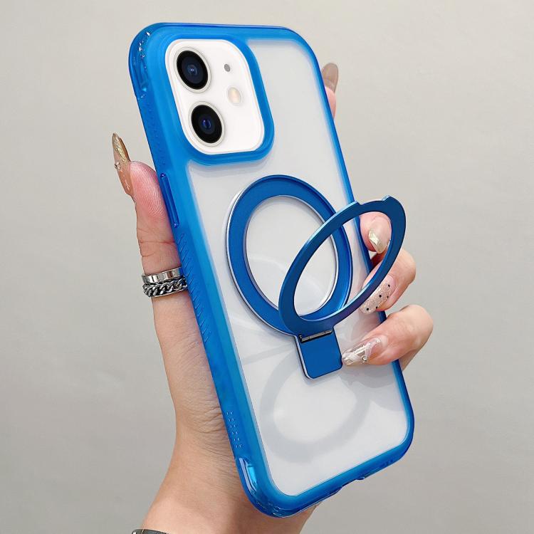 For iPhone 12 / 12 Pro Translucent Edge Transparency Metal Holder MagSafe Phone Case(Dark Blue)
For iPhone 12 / 12 Pro Translucent Edge Transparency Metal Holder MagSafe Phone Case(Dark Blue)