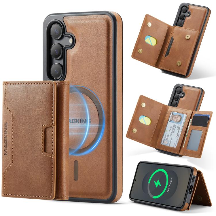 For Samsung Galaxy S25 5G MAGKING K4 Series MagSafe RFID Tri-fold Card Bag Detachable Phone Case(Brown)
For Samsung Galaxy S25 5G MAGKING K4 Series MagSafe RFID Tri-fold Card Bag Detachable Phone Case(Brown)