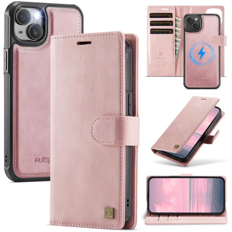 For iPhone 15 AutSpace A05 2 in 1 Retro Calf Texture MagSafe Magnetic Phone Case(Pink)
For iPhone 15 AutSpace A05 2 in 1 Retro Calf Texture MagSafe Magnetic Phone Case(Pink)