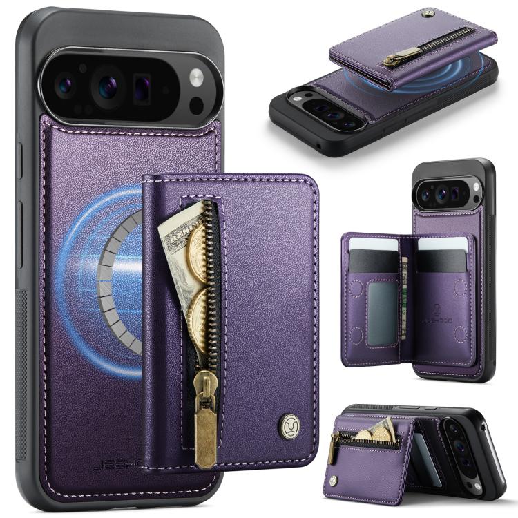For Google Pixel 11 Pro XL JEEHOOD J12 Exquisite RFID MagSafe Zipper Card Bag Phone Case(Purple)
For Google Pixel 11 Pro XL JEEHOOD J12 Exquisite RFID MagSafe Zipper Card Bag Phone Case(Purple)