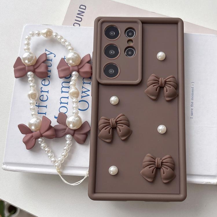 For Samsung Galaxy S24 Ultra 5G Soft Silicone 3D Bowknot Pearl Phone Case with Beaded Wrist Strap(Coffee)
For Samsung Galaxy S24 Ultra 5G Soft Silicone 3D Bowknot Pearl Phone Case with Beaded Wrist Strap(Coffee)