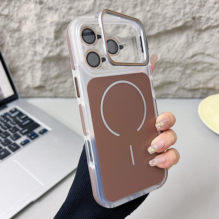For iPhone 17 Pro Electroplated Lens Holder MagSafe PC Hybrid TPU Phone Case(Brown)
For iPhone 17 Pro Electroplated Lens Holder MagSafe PC Hybrid TPU Phone Case(Brown)