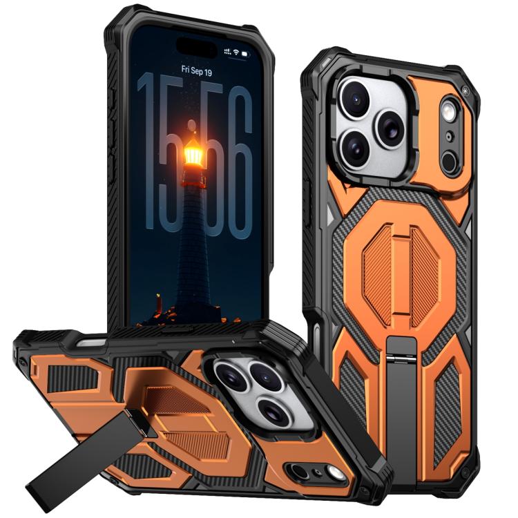 For iPhone 17 Pro Hidden Metal Holder Magnetic Shockproof Phone Case(Orange)
For iPhone 17 Pro Hidden Metal Holder Magnetic Shockproof Phone Case(Orange)
