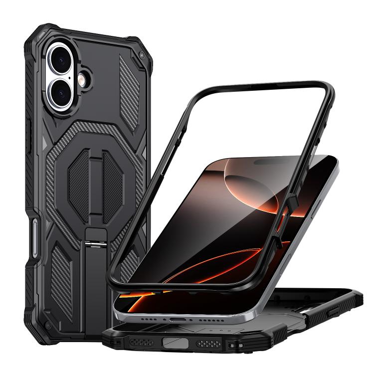 For iPhone 16 Plus Hidden Metal Holder Magnetic Shockproof Phone Case(Black)
For iPhone 16 Plus Hidden Metal Holder Magnetic Shockproof Phone Case(Black)