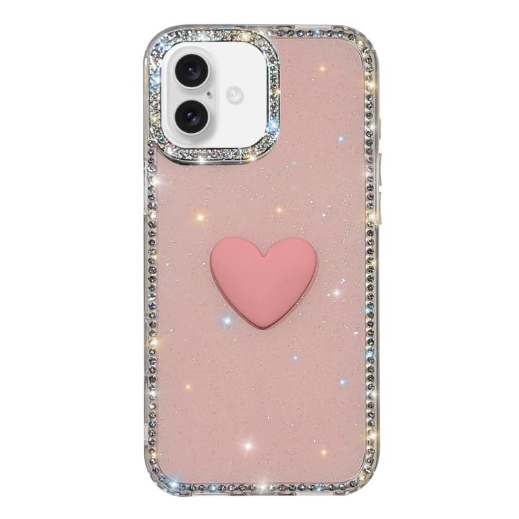 For iPhone 16 Flash Rhinestone Double-sided IMD Love Heart Phone Case(Glitter Pink)
For iPhone 16 Flash Rhinestone Double-sided IMD Love Heart Phone Case(Glitter Pink)