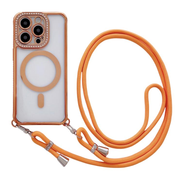 For iPhone 13 Pro Rhinestone Clear Acrylic Electroplated Magnetic Phone Case with Neck Lanyard(Orange)
For iPhone 13 Pro Rhinestone Clear Acrylic Electroplated Magnetic Phone Case with Neck Lanyard(Orange)