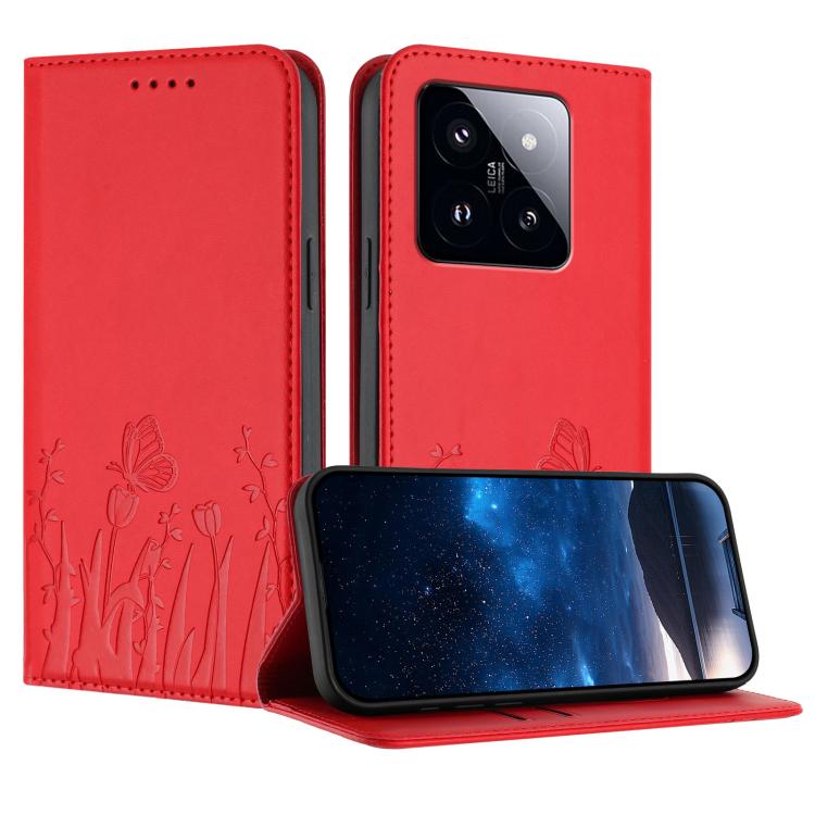 For Xiaomi 14 Pro Tulips Butterfly Pattern Magnetic Vegan Leather Phone Case(Red)
For Xiaomi 14 Pro Tulips Butterfly Pattern Magnetic Vegan Leather Phone Case(Red)