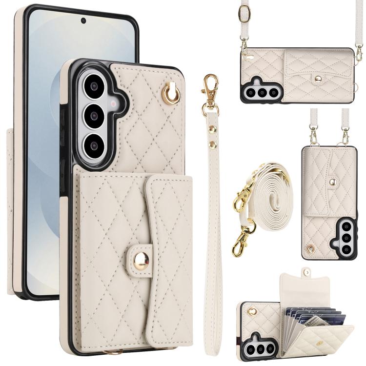 For Samsung Galaxy S26+ 5G Crossbody Rhombic Horizontal Wallet Leather Phone Case(White)
For Samsung Galaxy S26+ 5G Crossbody Rhombic Horizontal Wallet Leather Phone Case(White)