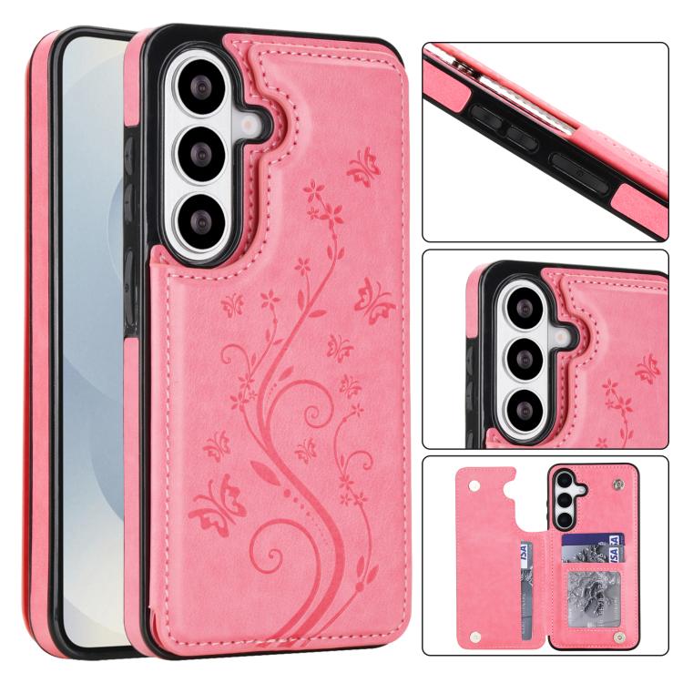For Samsung Galaxy S26+ 5G Double Buckle Butterfly Embossing PU Phone Case(Pink)
For Samsung Galaxy S26+ 5G Double Buckle Butterfly Embossing PU Phone Case(Pink)