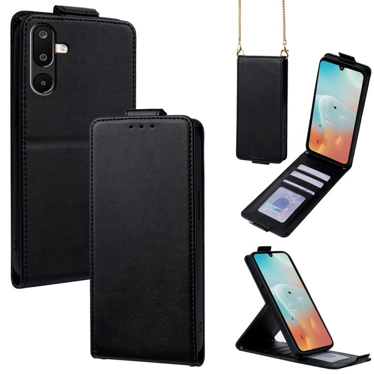For Samsung Galaxy M16 5G Vertical Flip Cover Solid Color Vegan Leather Phone Case with Crossbody Chain(Black)
For Samsung Galaxy M16 5G Vertical Flip Cover Solid Color Vegan Leather Phone Case with Crossbody Chain(Black)