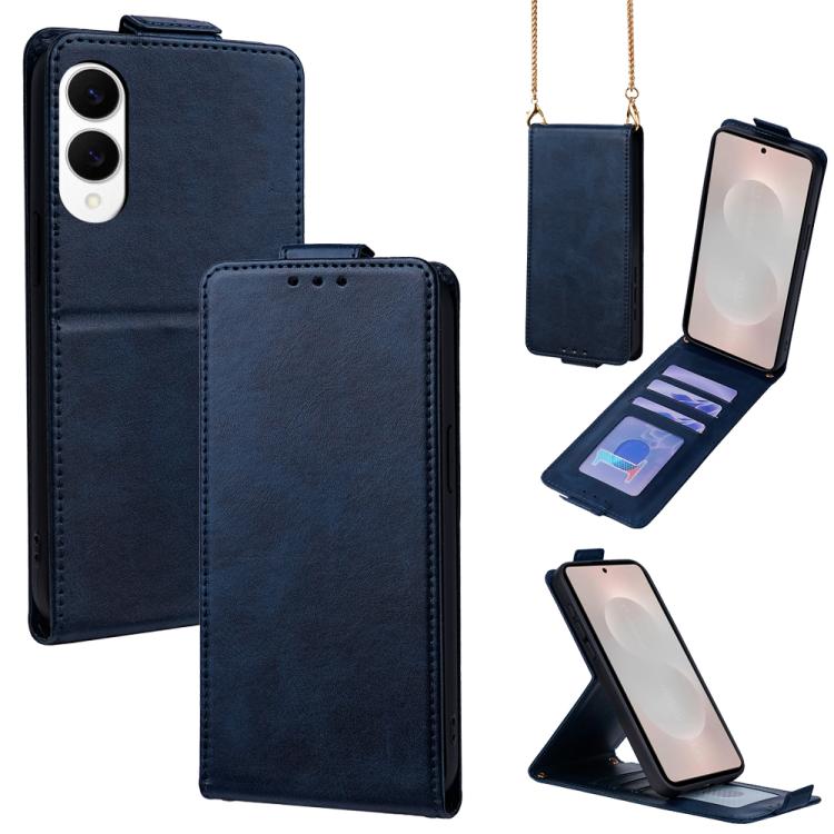For Samsung Galaxy S25 Edge 5G Vertical Flip Cover Solid Color Vegan Leather Phone Case with Crossbody Chain(Blue)
For Samsung Galaxy S25 Edge 5G Vertical Flip Cover Solid Color Vegan Leather Phone Case with Crossbody Chain(Blue)